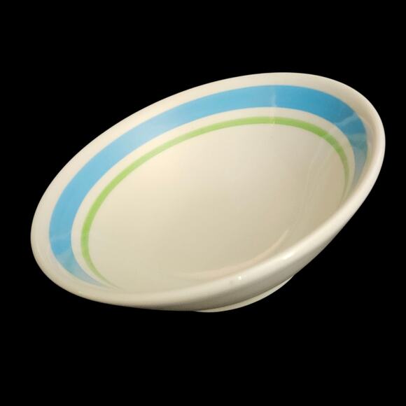 Homer Laughlin Best China 5.5" Bowls Blue Green Stripe Restaurant Ware Lot of 2 - Picture 1 of 7